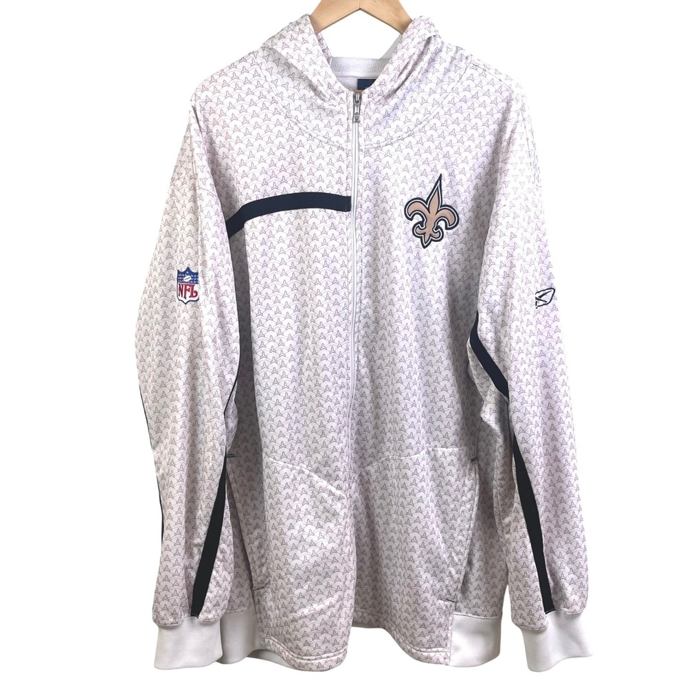 NFL Reebok New Orleans Saints Full Zip Hoodie Fleur De Lis‎ NFC South 2XL Men's